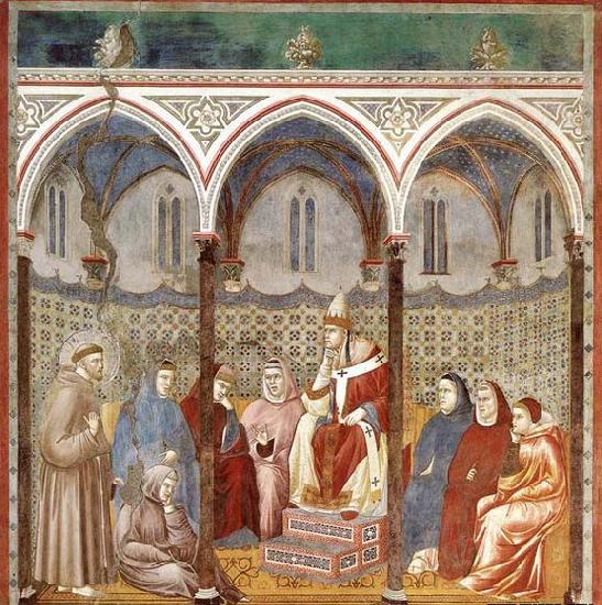 St Francis Preaching before Honorius III, GIOTTO di Bondone